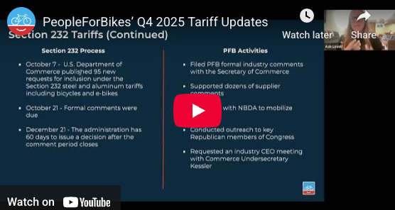 Cycling Industry Q4 Tariff Update - by PeopleForBikes